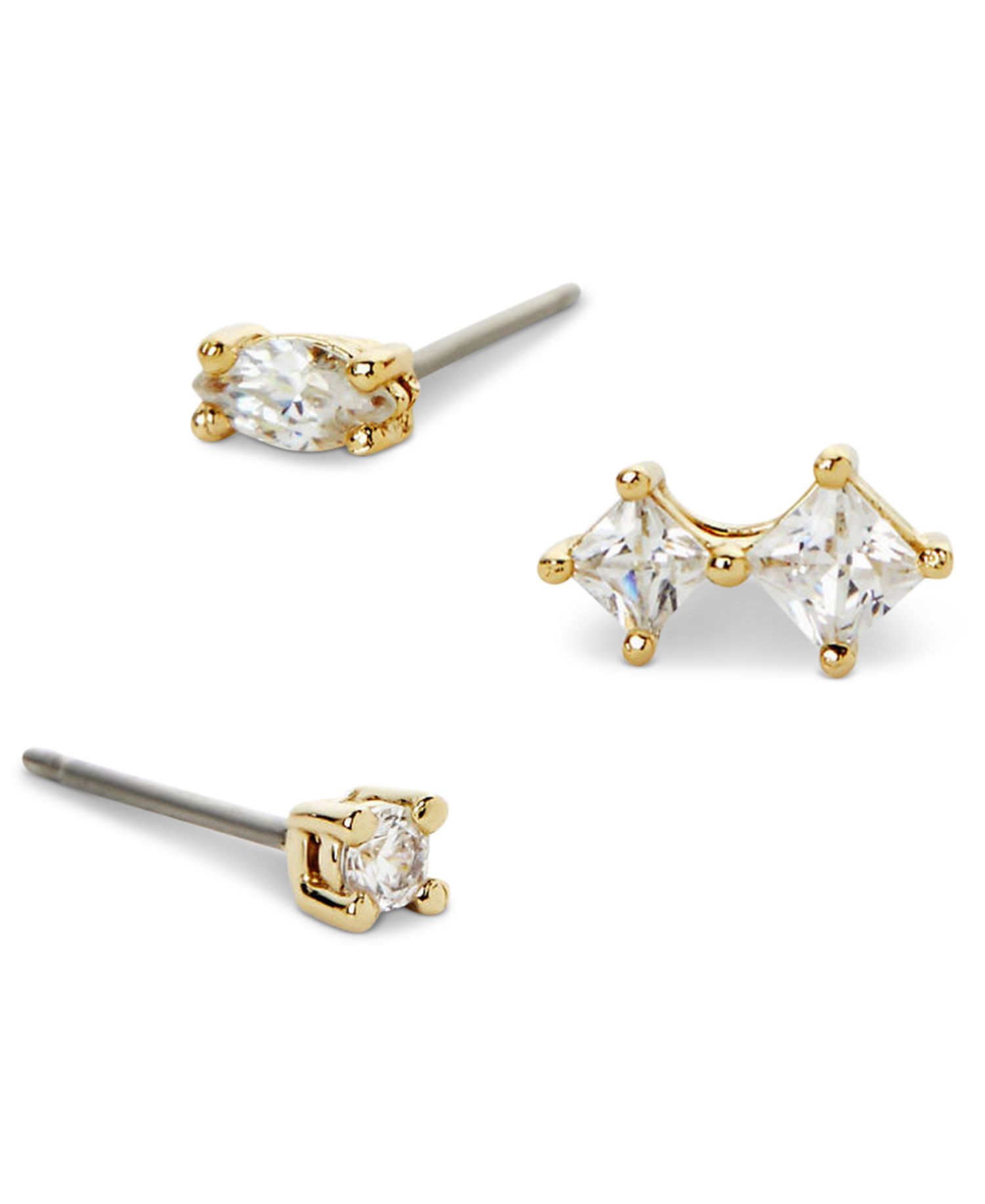 Val Set Gold-Plated White Stud Earrings