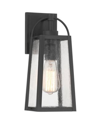 Woodley High Modern Outdoor Wall Light Fixture Mount Porch House Weatherproof Sand Black Glass Shade