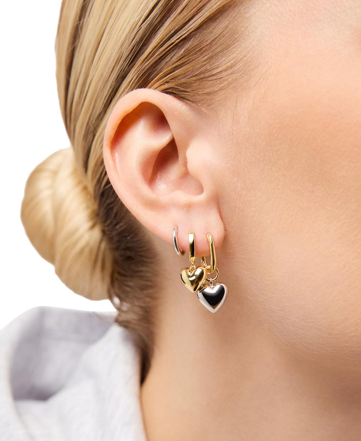 Wesley Two-Tone Heart Earrings