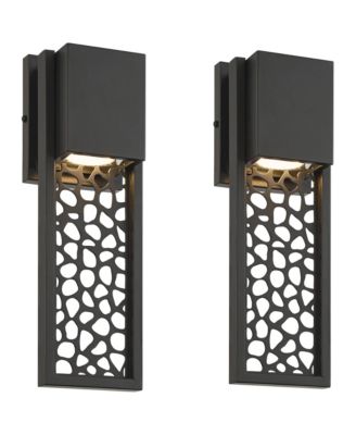 Miele  High Modern Outdoor Wall Light Fixture Mount Porch House Set of 2 LED Bulb Matte  Metal
