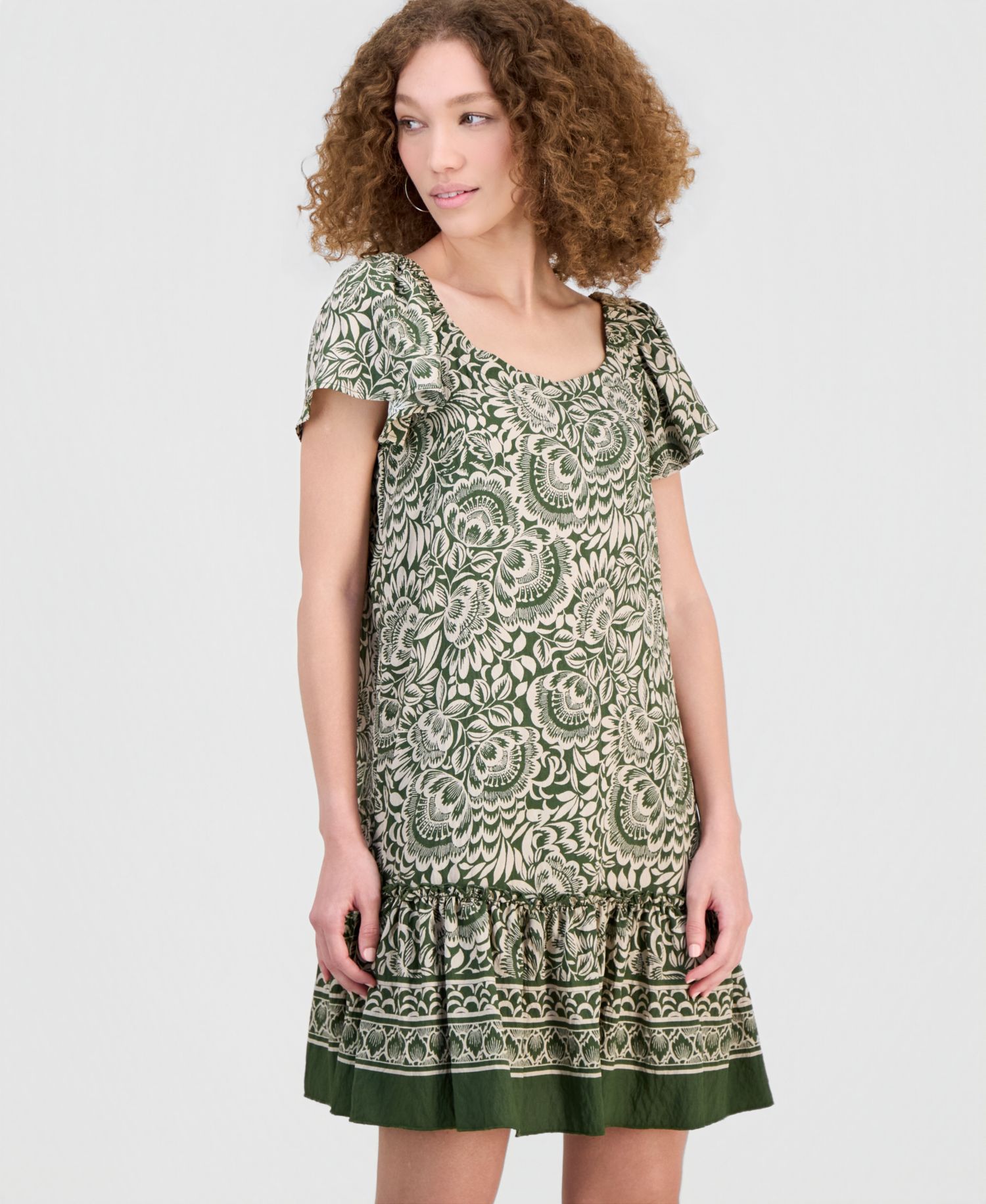 Women's On/Off-The-Shoulder Ruffle-Hem Dress