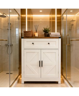 Farmhouse Barn-Door Storage Cabinet/Coffee Bar Buffet