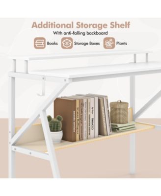 Space-Saving Computer Desk with Monitor Stand