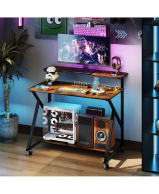 Rolling Computer Desk with Charging Station