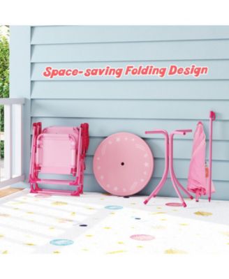 Kids 4-Piece Folding Picnic Table Set with Adjustable Umbrella