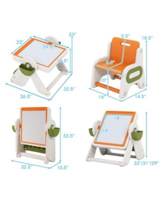 6-in-1 Kids Activity Table and Chair Set with Folding Art Easel