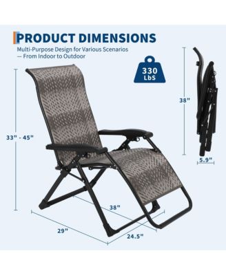 Portable Rattan Chaise Lounge, 330lb Capacity, Outdoor Adjustable Folding Chair with Widened Armrest and Heavy Duty Wicker for Patio