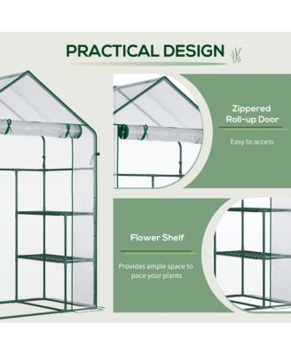 56" x 29" x 77" Small Walk-in house w/3 Tier Shleves,