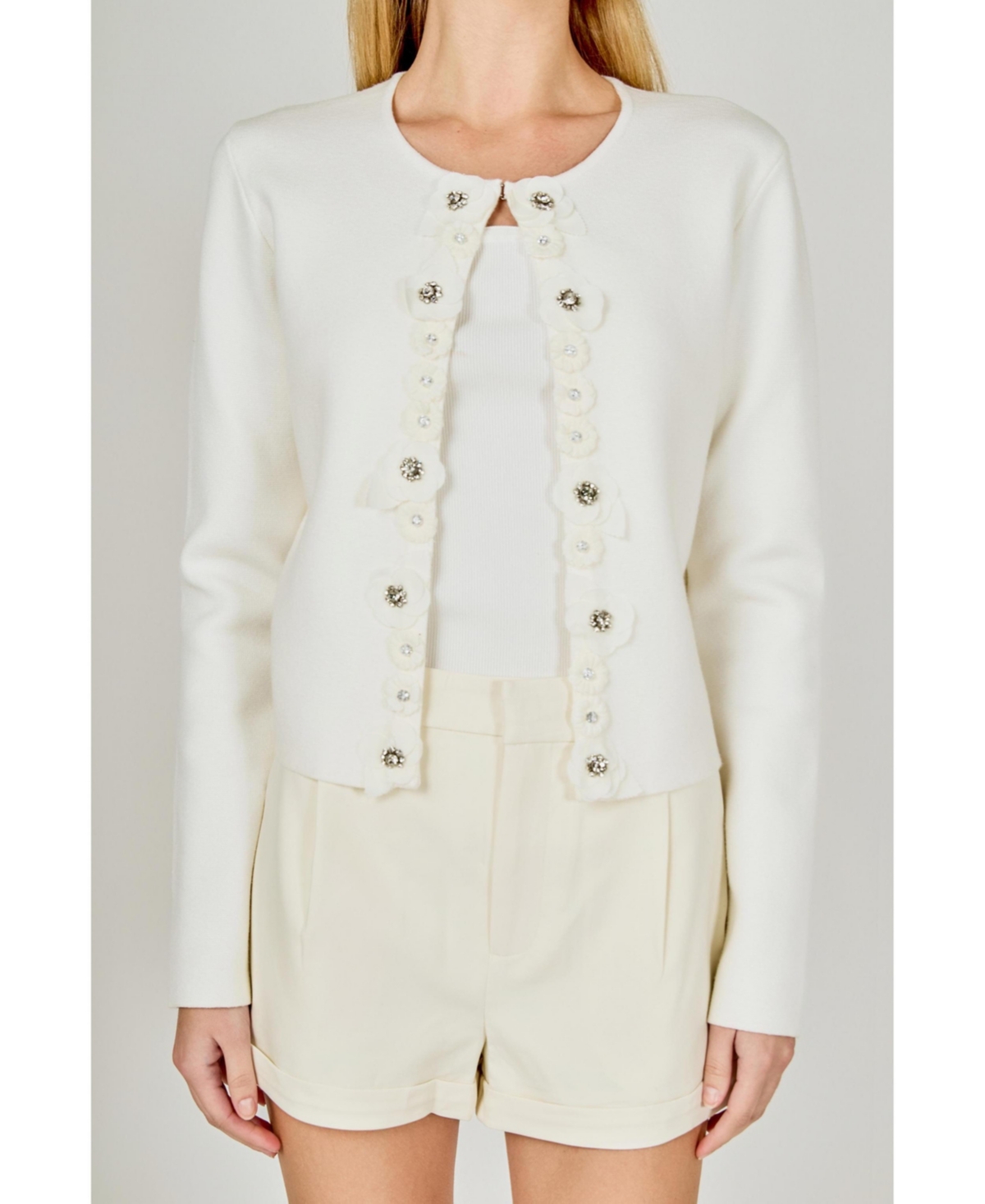 endless rose Women's Floral Detail Cardigan