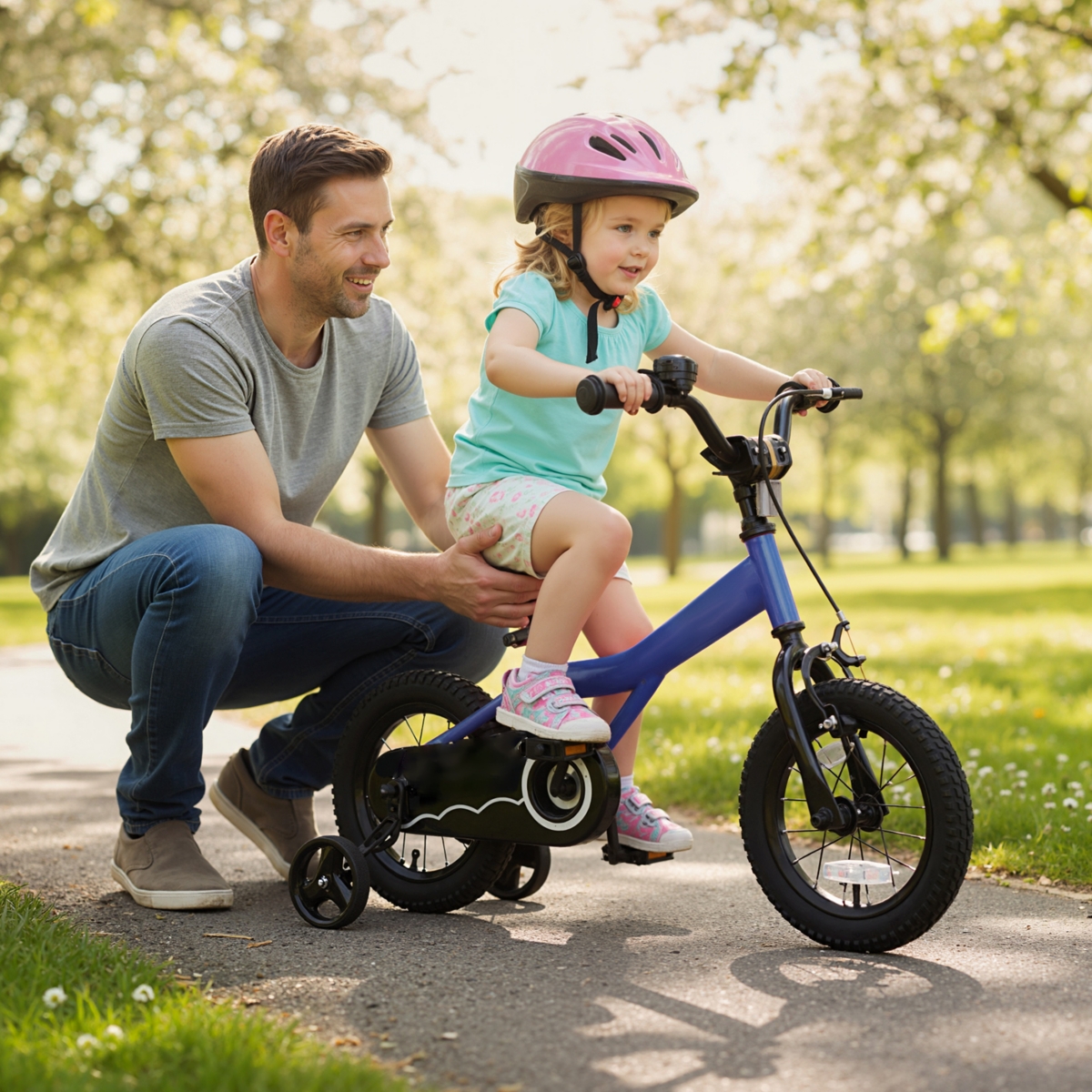 Slickblue Kids Adjustable Bike with Removable Training Wheels for Easy Learning