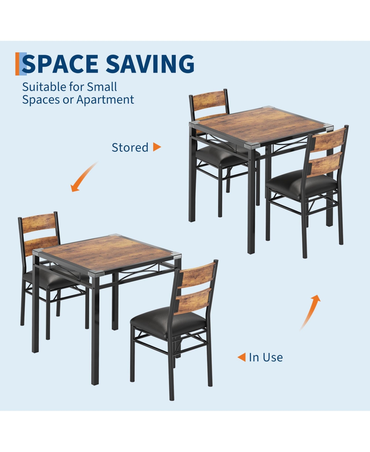 gaomon 2-Person Dining Table Set with Padded Chairs and Corner Guards