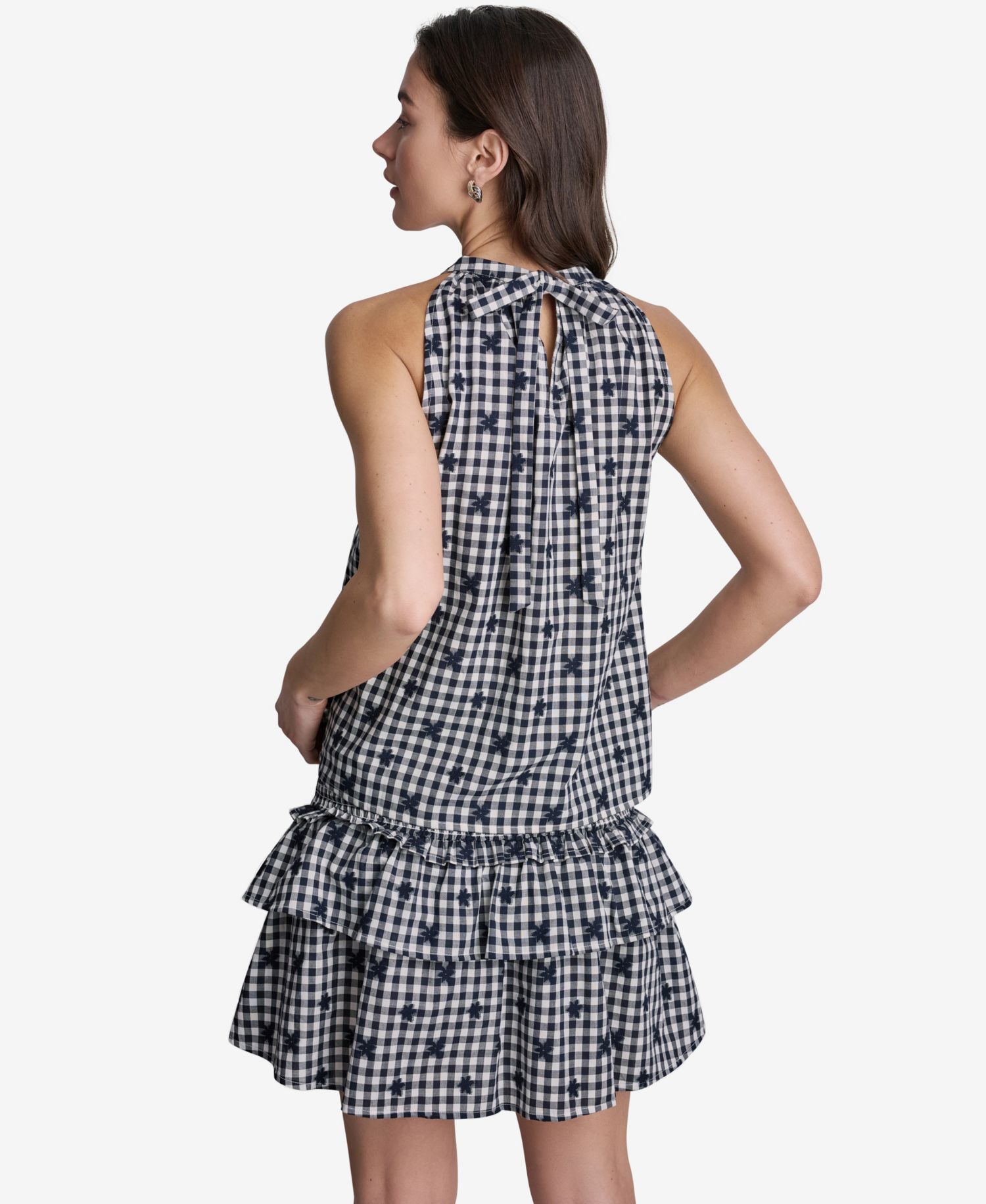 Women's Gingham Halter Neck Sleeveless Top
