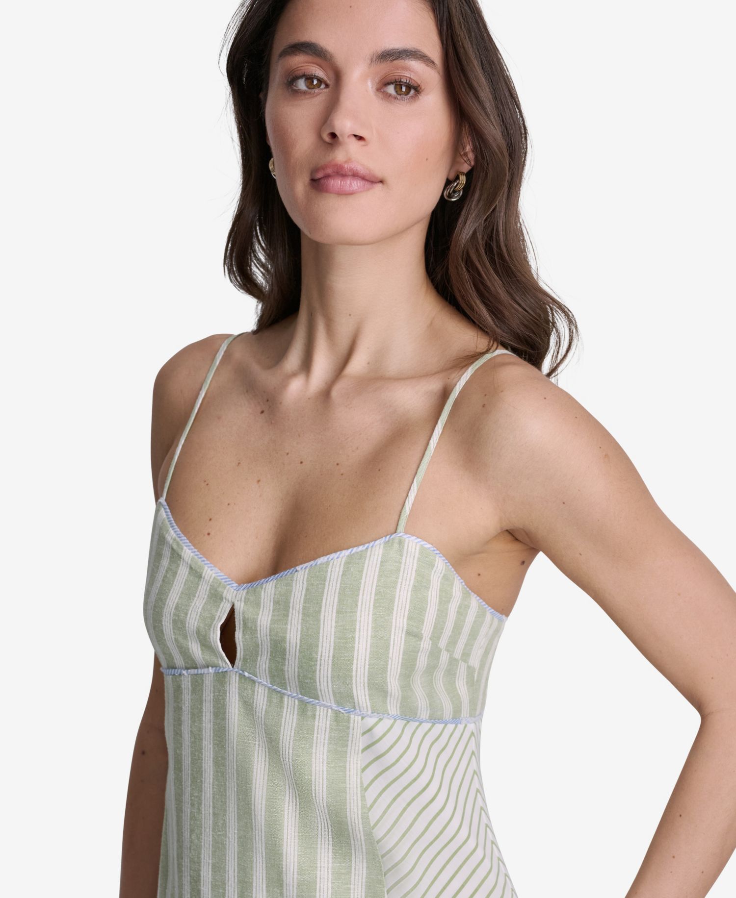 Women's Striped High-Low Midi Dress
