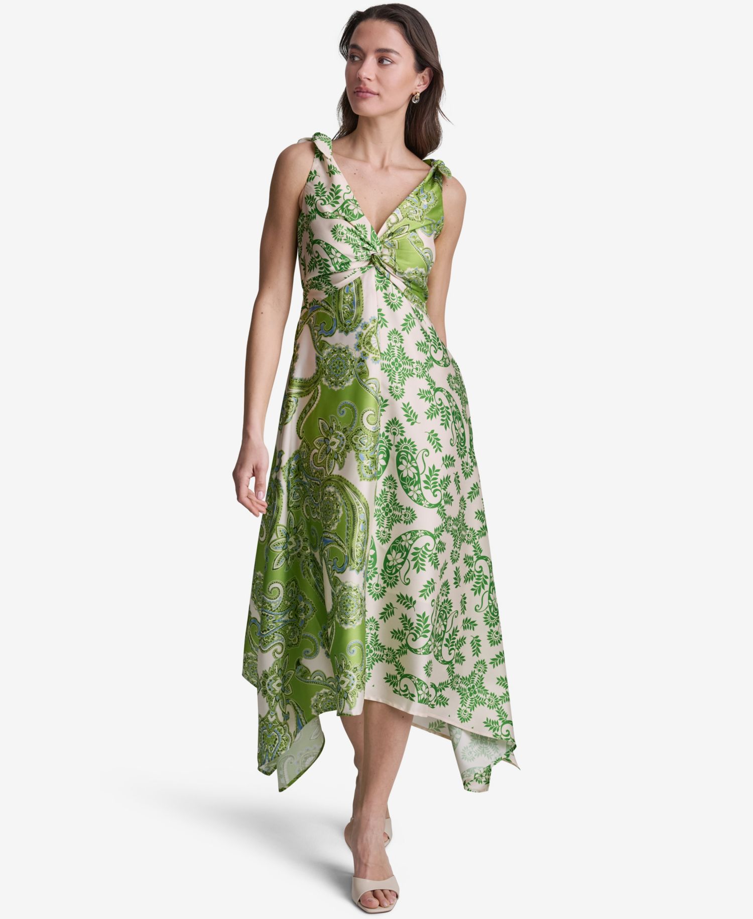 Women's Printed V-Neck Hem Dress
