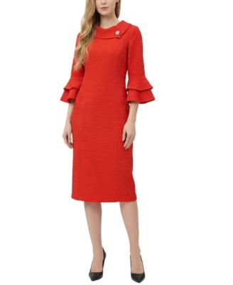 Women's 3/4-Sleeve Shawl Collar Dress