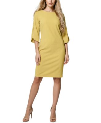 Women's 3/4 Mother of Pearl-Detail Petal-Sleeve Dress