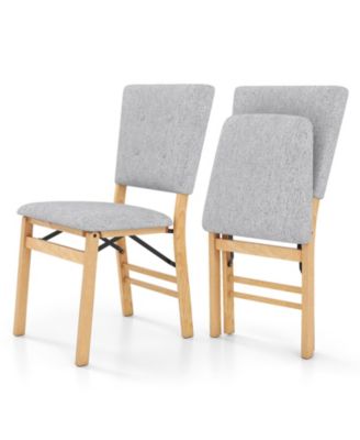 Foldable Padded Dining Chairs Set of 2 with Tilt Backrest and Linen Seat