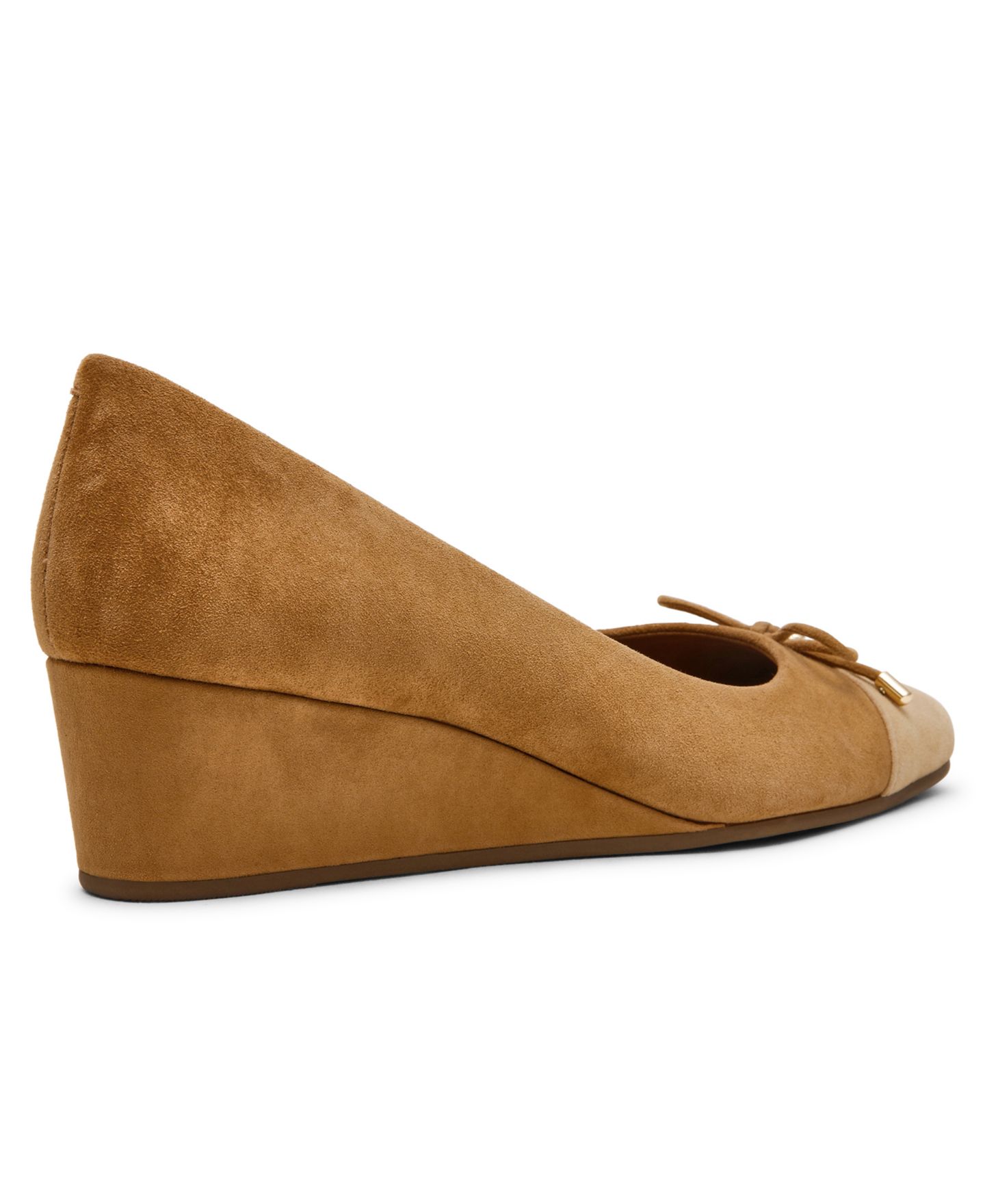 Женские туфли Anne Klein Waiter Leather Cap Toe Wedge Pumps, цвет: Коньячный / Рыжевато-коричневый замшевый — фото 8