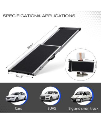 Foldable Aluminum Dog Car Step Ramp with PVC Handle, Non-Slip Foot Mats for Most Sized Dogs, Pet Ladder