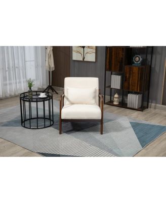 Mid Century Modern Accent Chair with Wood Frame & Waist Cushion