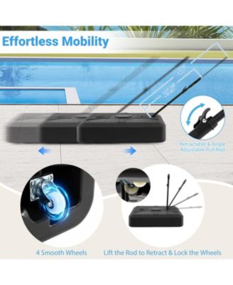 Cantilever Umbrella Base with Wheels, Retractable Pull Rod, 360degree(s) Rotation for Pool