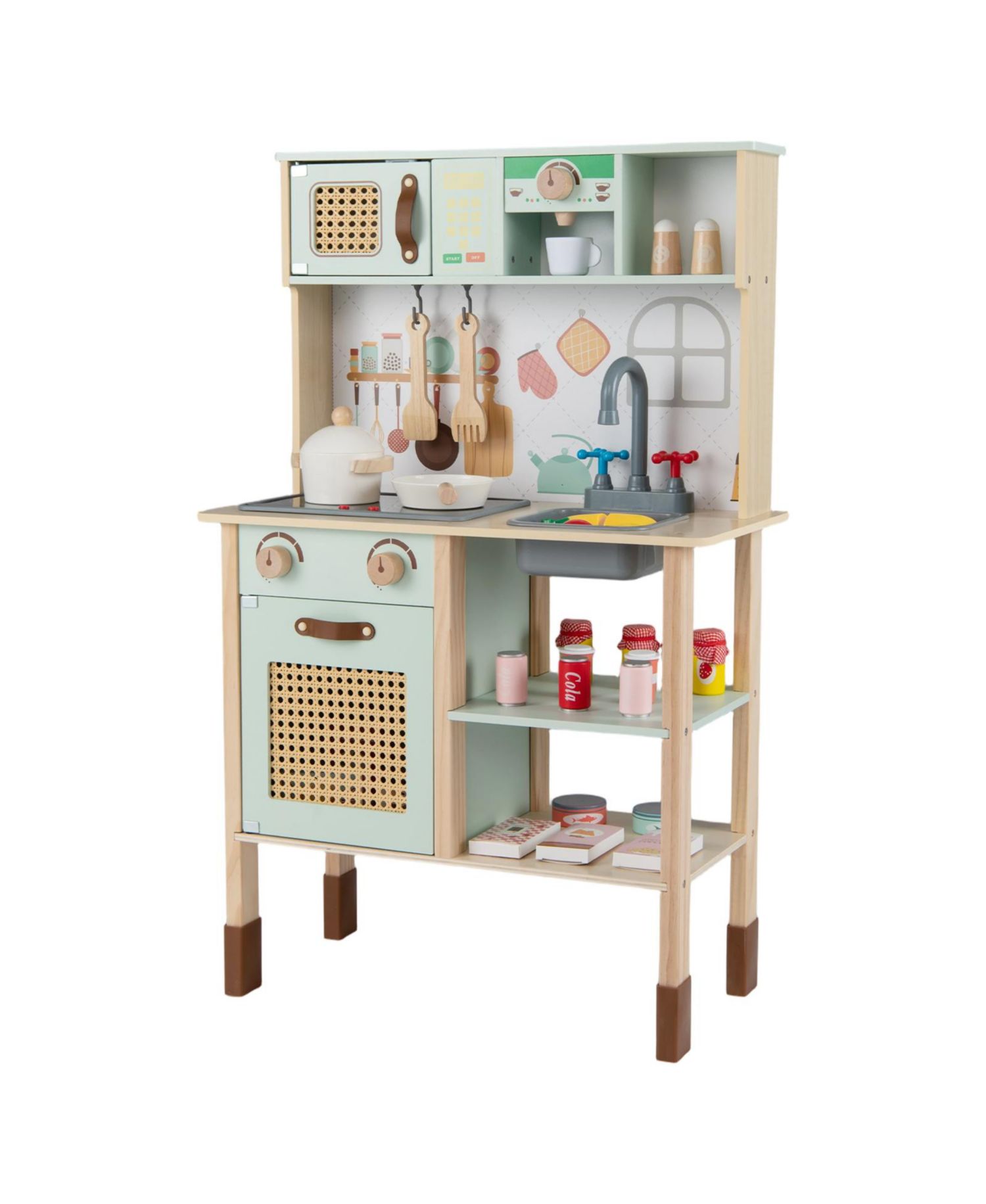 Wooden Retro Play Kitchen With Lights and Sounds