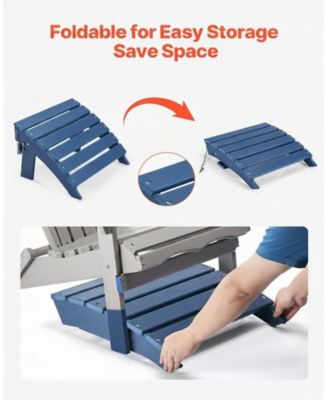 HDPE Folding Adirondack Ottoman Footrest, Weather-Resistant