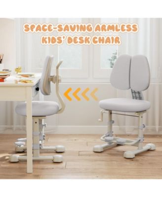 Kids Study Chair with Double Backrest, Adjustable Height and Footrest