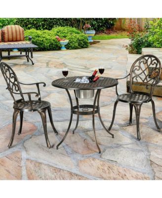 3PCS Outdoor Cast Aluminum Bistro Set with Removable Ice Bucket & Adjustable Feet