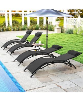Outdoor Chaise Lounge Set of 2 with 5-Position Adjustable Backrest