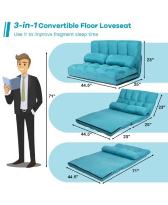 6-Position Foldable Floor Sofa Bed with Detachable Suede Cover