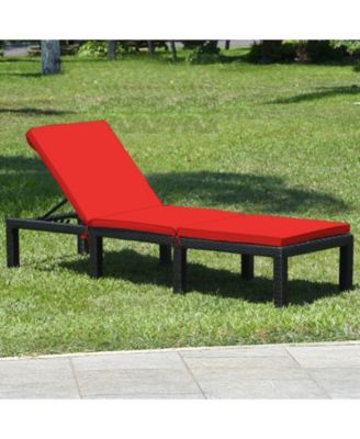 Wicker Sun Lounger with 7-Position Adjustable Backrest and Dual Cushion Covers