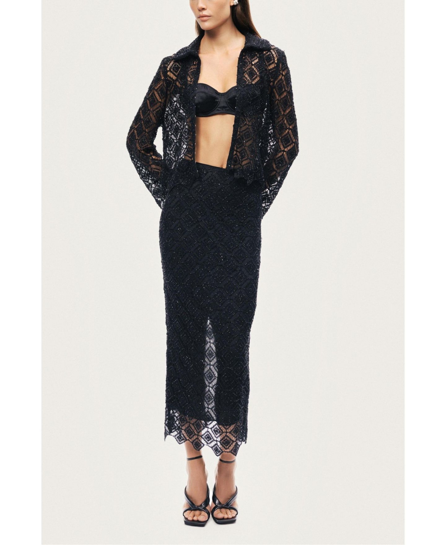 Женская куртка NOCTURNE Lace Sheer, цвет: Чёрный — фото 2