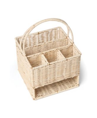 24 Seven Outdoor Living Real Rattan Flatware Storage Caddy