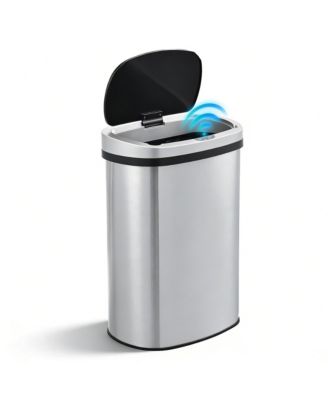 13 Gal./50 Liter Stainless Steel Oval Motion Sensor Trash Can for Kitchen