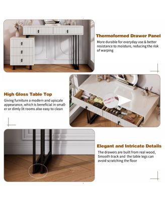 Cloud LED Vanity with Storage and Ribbed Design