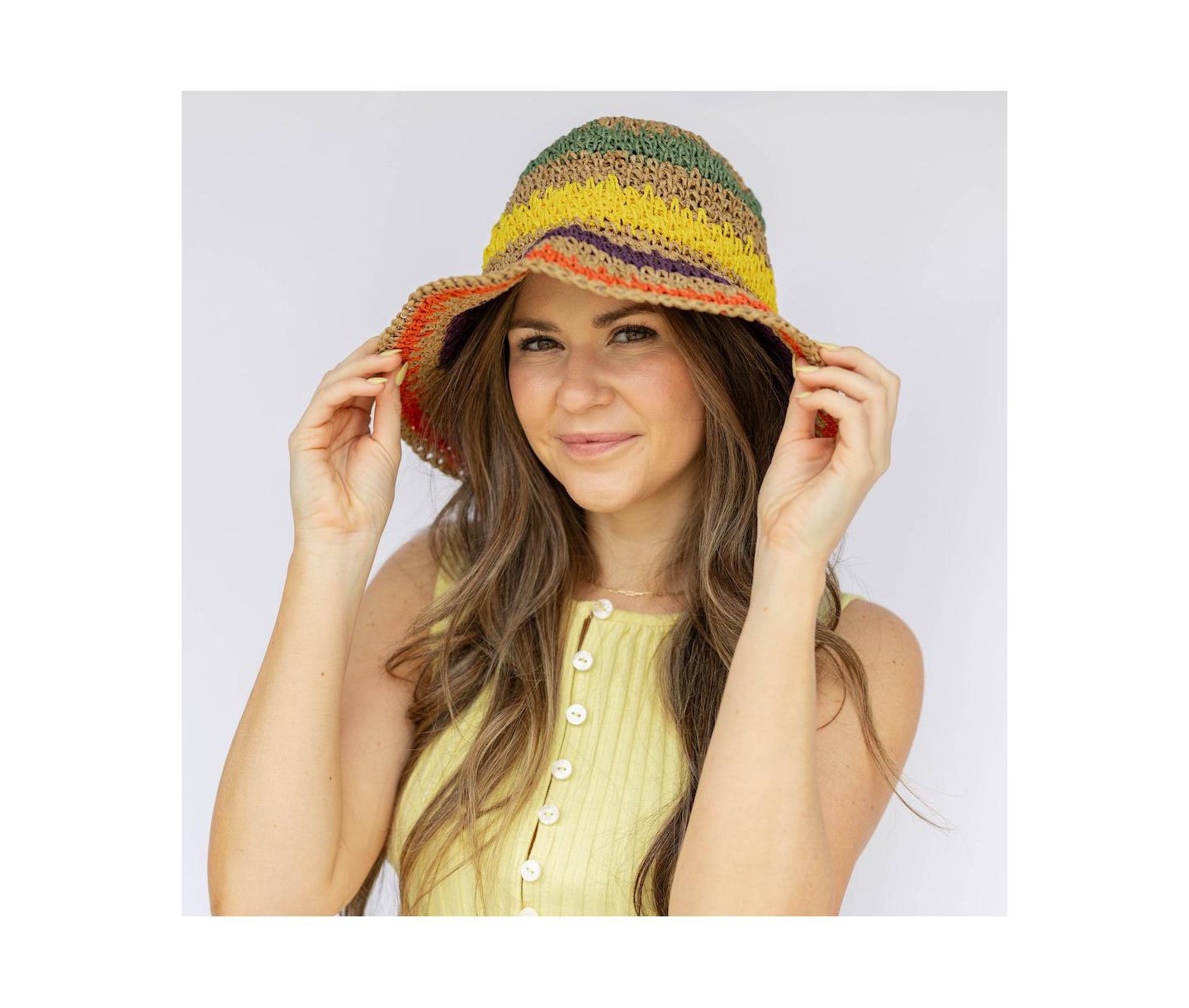 Женская панама Headbands of Hope Raffia Woven Bucket Hat, цвет: Разноцветный — фото 6