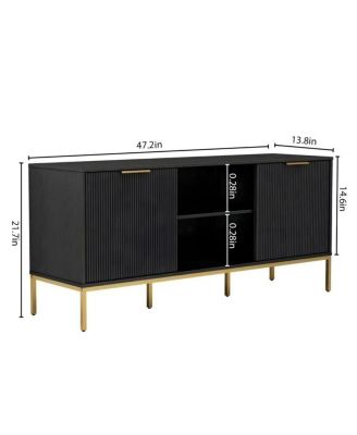 Modern TV Stand with Wave Doors and Accents