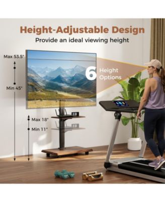 Rolling Mobile TV Cart with Height-Adjustable Mount for 32-75 Inch TVs