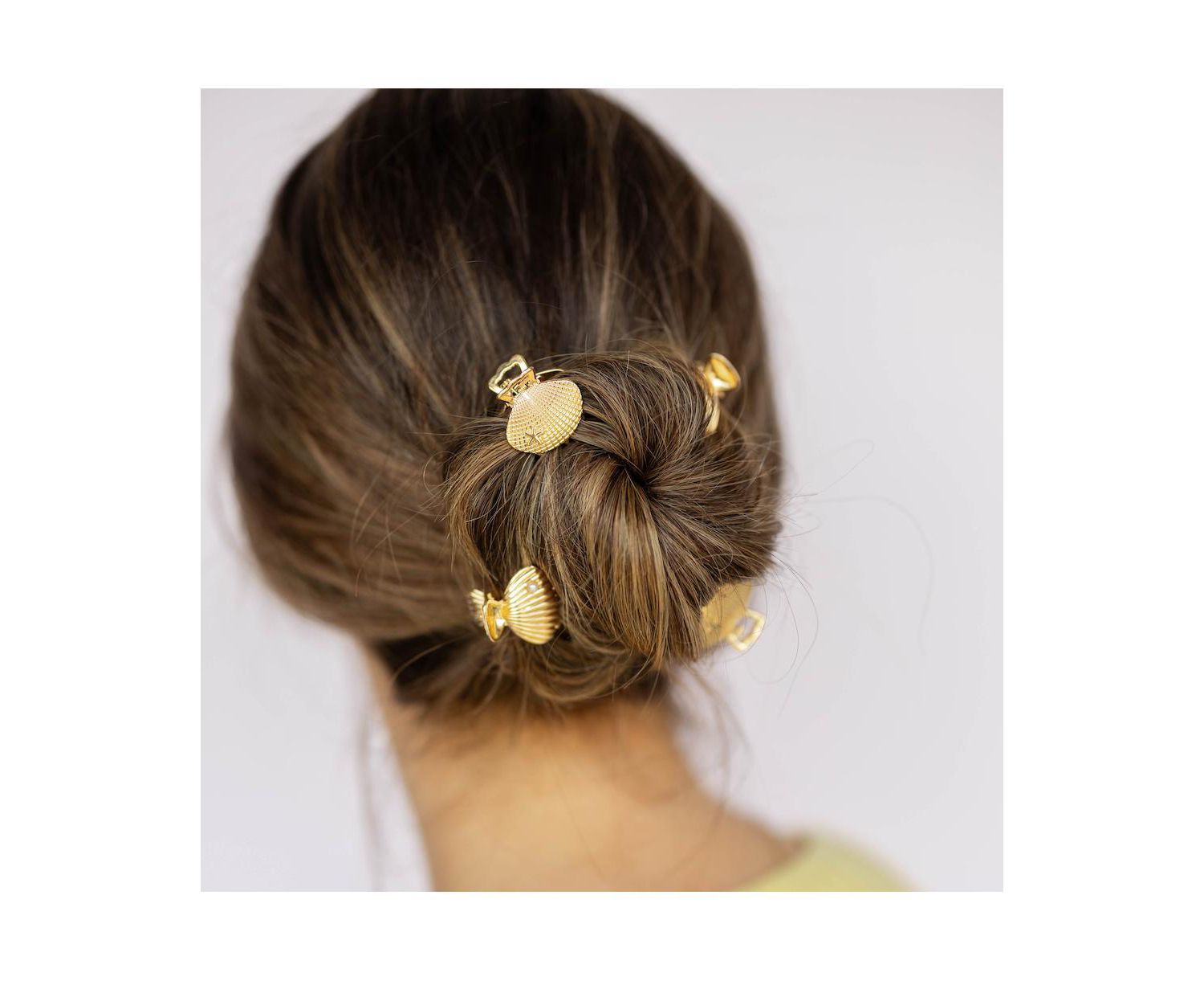 Women's Mini Claw Clip Set of 4 - Gold Seashell