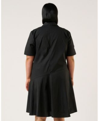 Plus Size Obsidian Collered Button-Front Mini Shift Dress