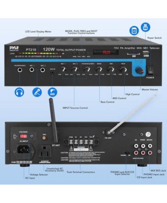 120W Bluetooth Microphone PA Mono Amplifier with USB/SD/FM