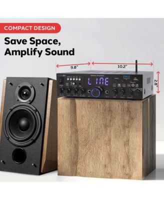 Bluetooth Stereo Amplifier Receiver - Optical, Phono, Coaxial, FM Radio, USB & SD Memory Card Readers, Line, Input, Digital LED Display