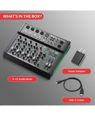 8-Ch. Audio Sound Mixer - Bluetooth Studio Mixer - DJ Controller Audio Mixing Console