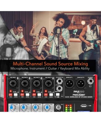 6-Channel Pro Audio Bluetooth Studio DJ Mixer with USB Interface and LCD Display