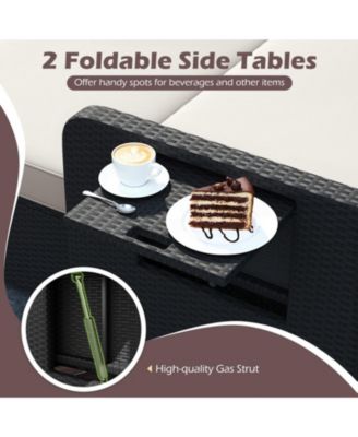 PE Wicker Outdoor Daybed with 4-Level Adjustable Backrest and Ottoman