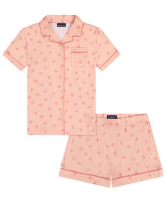 Girls' 2T-4T Button-Down Shirt and Shorts Pajama Set