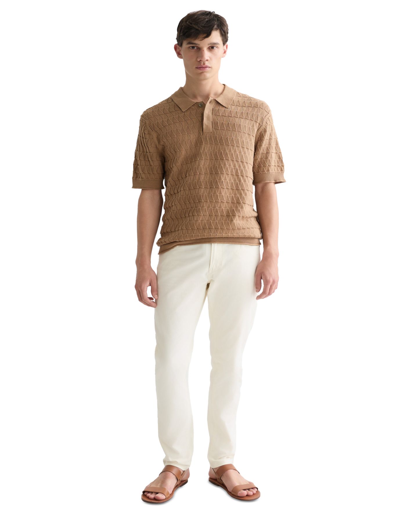Мужское поло SCOTCH & SODA Regular-Fit Pointelle Knitted Polo Shirt, цвет: Amphora — фото 2
