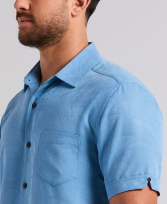 Men's Palm Print Short-Sleeve Button-Down Shirt