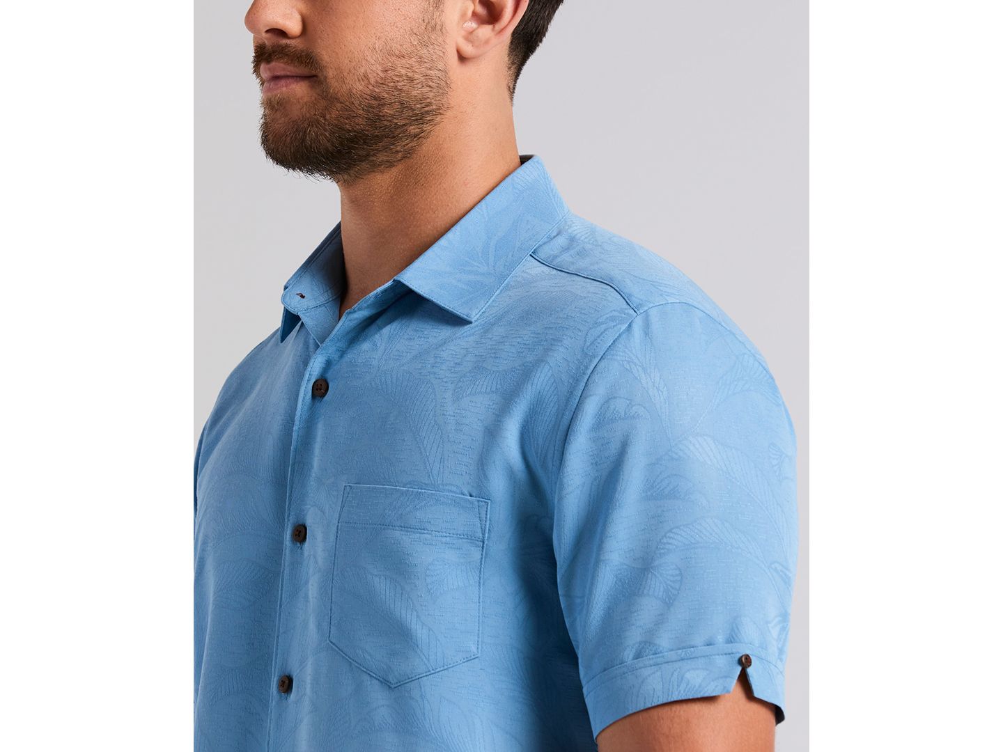 Мужская рубашка Cubavera Palm Print Short-Sleeve Button-Down, цвет: Allure — фото 3